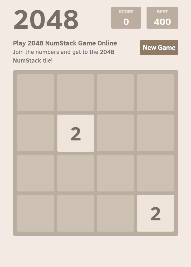 2048 NumStack gameplay board