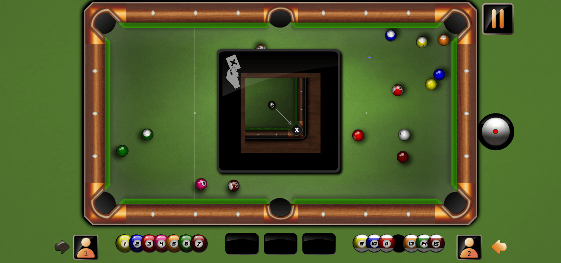 Lining up the next pot in 8 Ball Pool