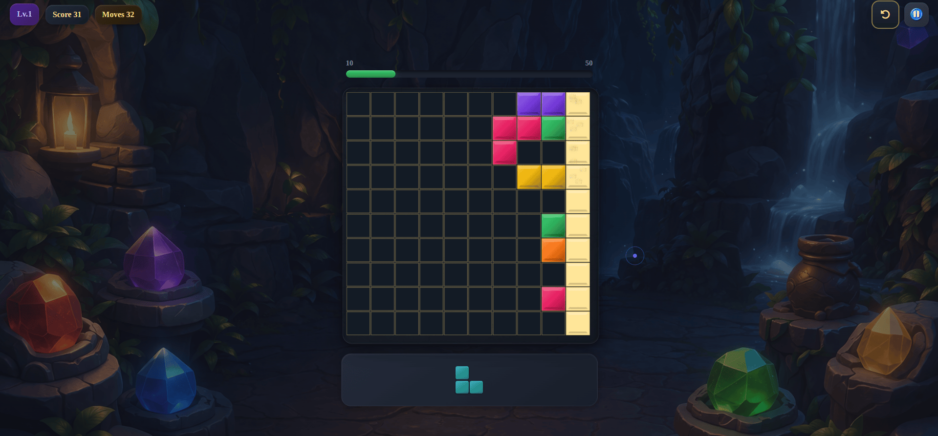 Colorful block placement in Block Blast