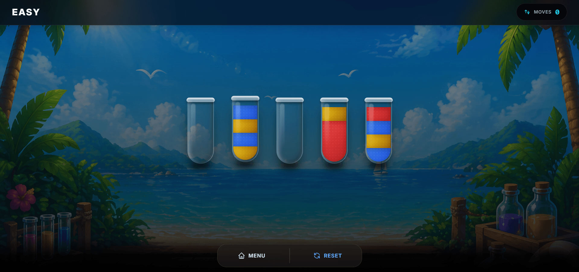 Sorting colored water